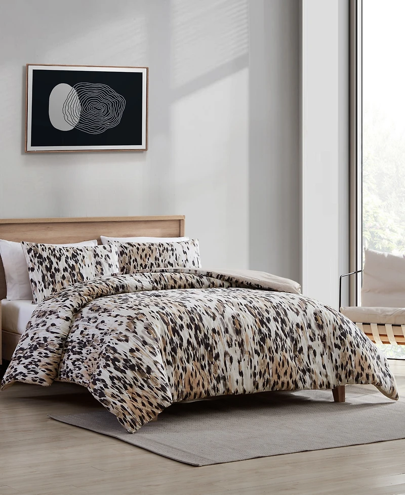 Kenneth Cole New York Abstract Leopard 3 Piece Comforter Set, Full/Queen