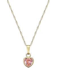 Children's Pink Cubic Zirconia Heart Pendant Necklace in 14k Gold