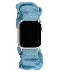 Anne Klein Women's Light Blue Denim Scrunchie Band designed for Apple Watch 42mm (Series 10) & 38/40/41mm