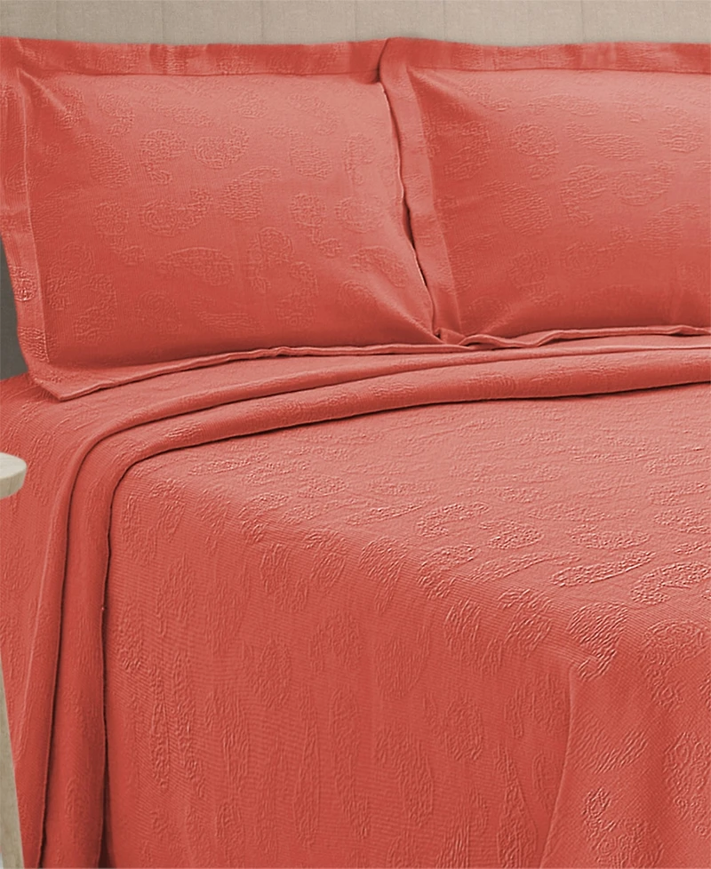 Superior 100% Cotton Paisley Matelasse All-Season -Piece Coverlet Set