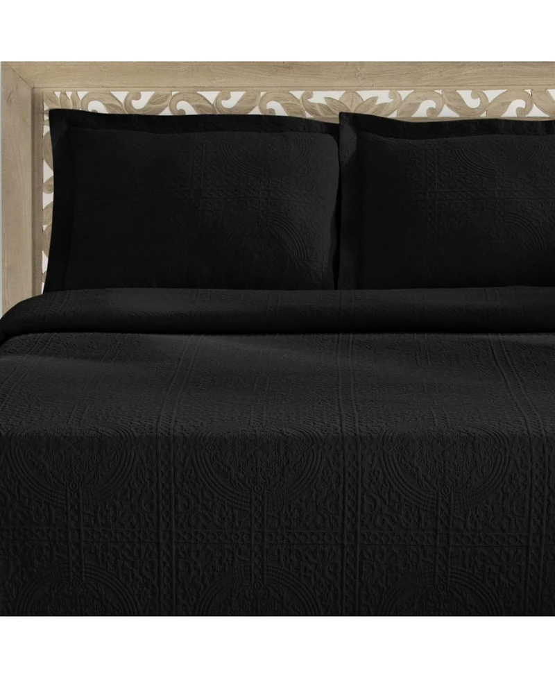 Superior 100% Cotton Fleur De Lis Medallion All-Season -Piece Coverlet Set