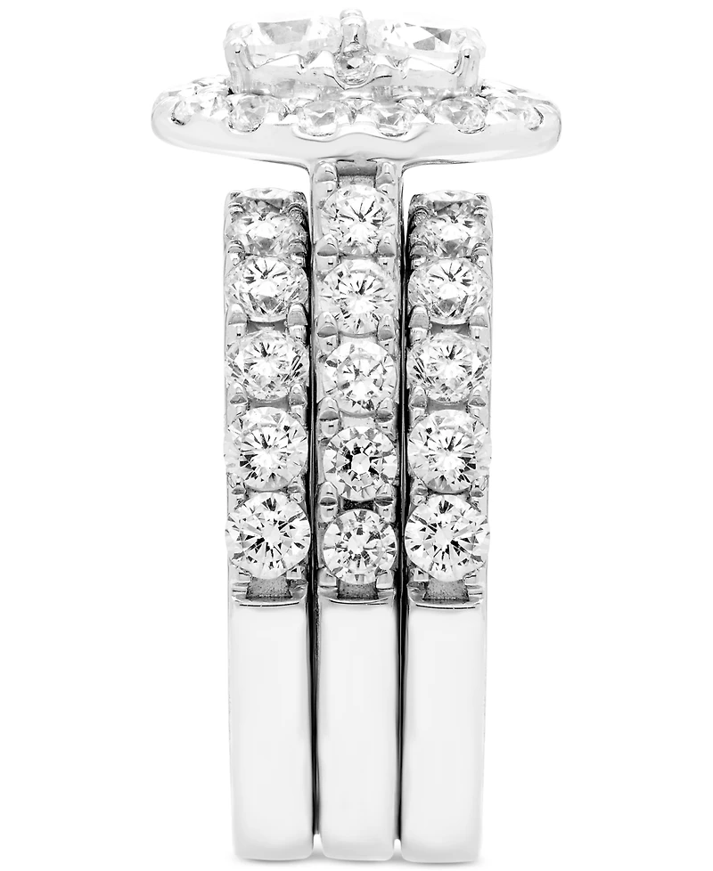 Diamond Oval Cluster 3-Pc Bridal Set (3 ct. t.w.) in 14k White Gold