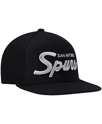 Men's Mitchell & Ness Black San Antonio Spurs Hardwood Classics Script 2.0 Snapback Hat