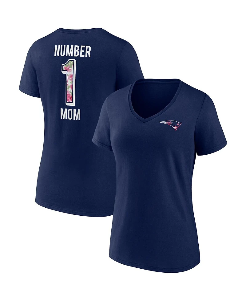 Women's Fanatics Navy New England Patriots Team Mother's Day V-Neck T-shirt