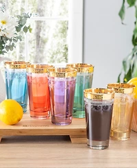 Lorren Home Trends Highball 6 Piece Gold Band Glass Set