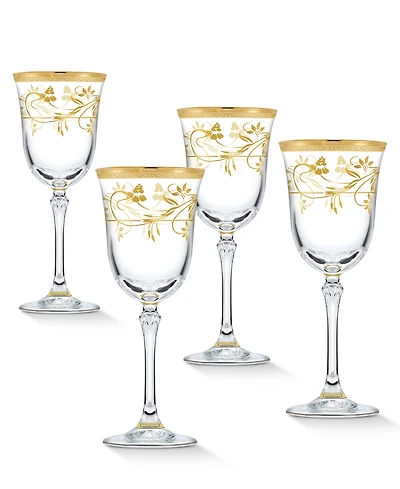 Lorren Home Trends 4 Piece Rosalia Flower White Wine Set