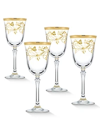 Lorren Home Trends 4 Piece Rosalia Flower White Wine Set