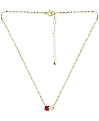 Giani Bernini Lab-Grown Ruby & Cubic Zirconia Two-Stone Pendant Necklace, 16" + 2" extender, Created for Macy's