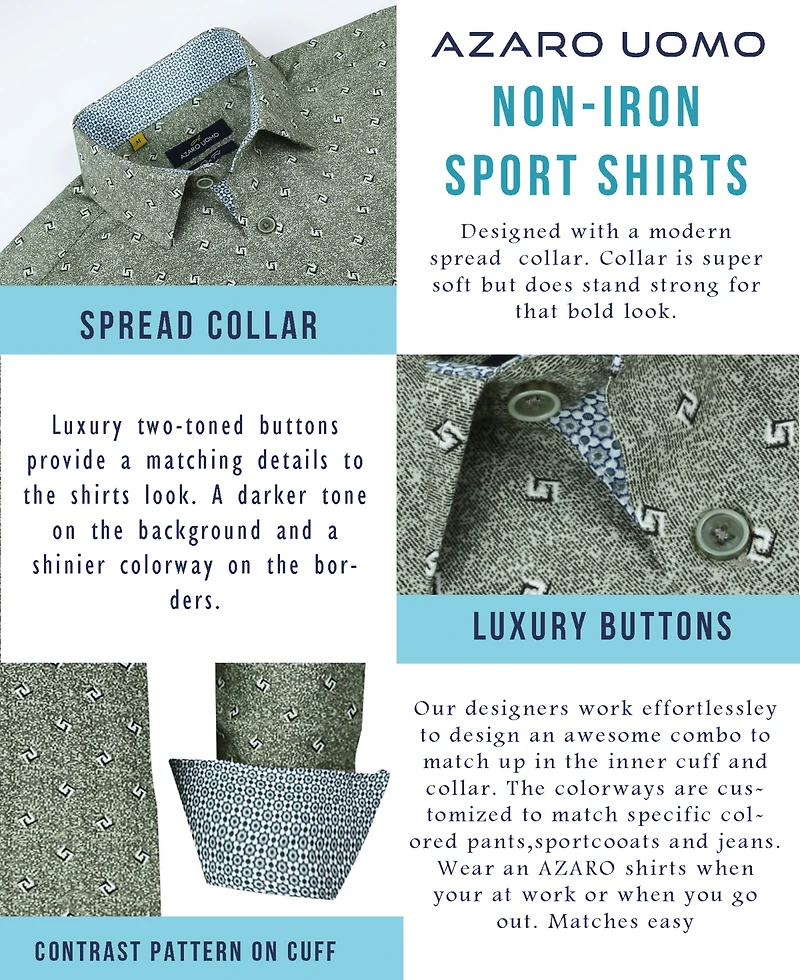 Men's Business Geometric Long Sleeve Button Down Shirt