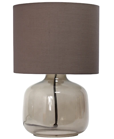 Simple Designs Glass Table Lamp with Fabric Shade, Green White Shade