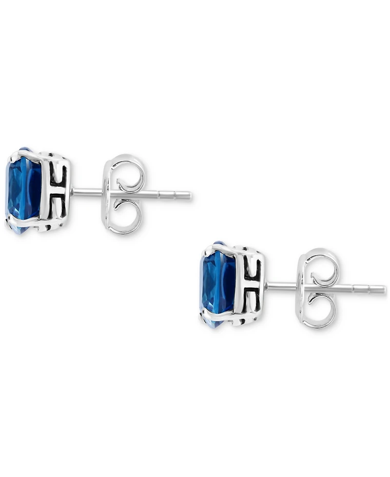 Effy London Blue Topaz Cushion Stud Earrings (6-1/10 ct. t.w.) in Sterling Silver