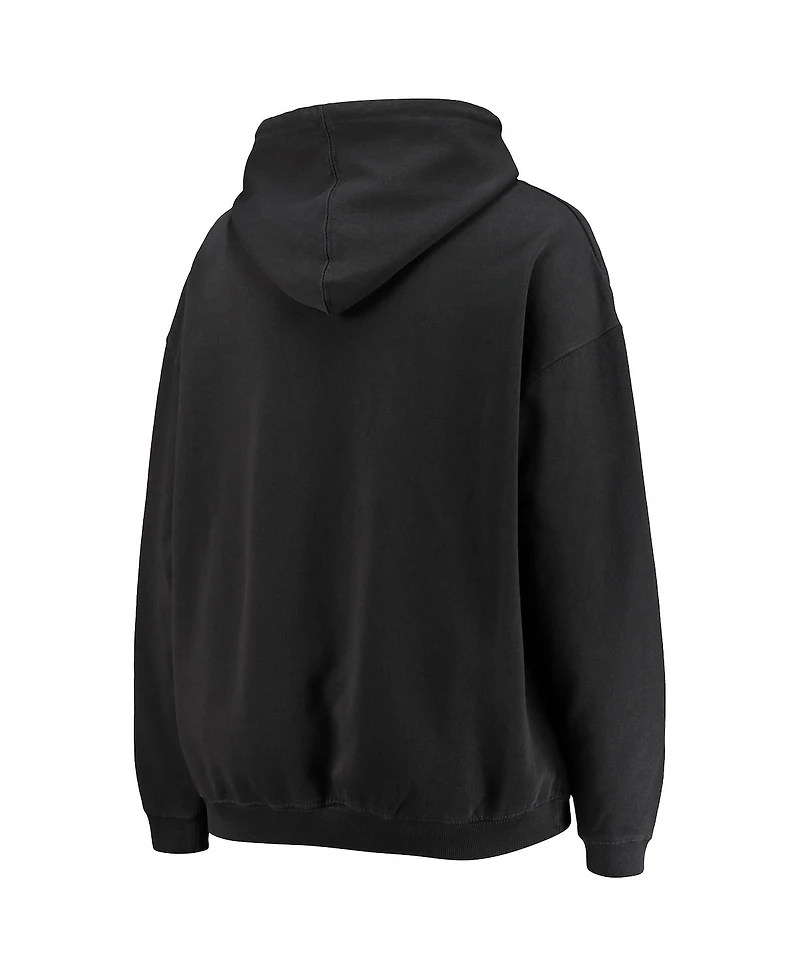 Women's Pressbox Black Clemson Tigers Rock n Roll Super Oversized Pullover Hoodie