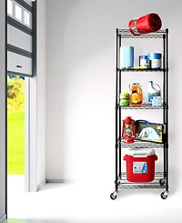 Seville Classics UltraDurable Commercial-Grade 5-Tier Nsf-Certified Steel Wire Wheeled Shelving