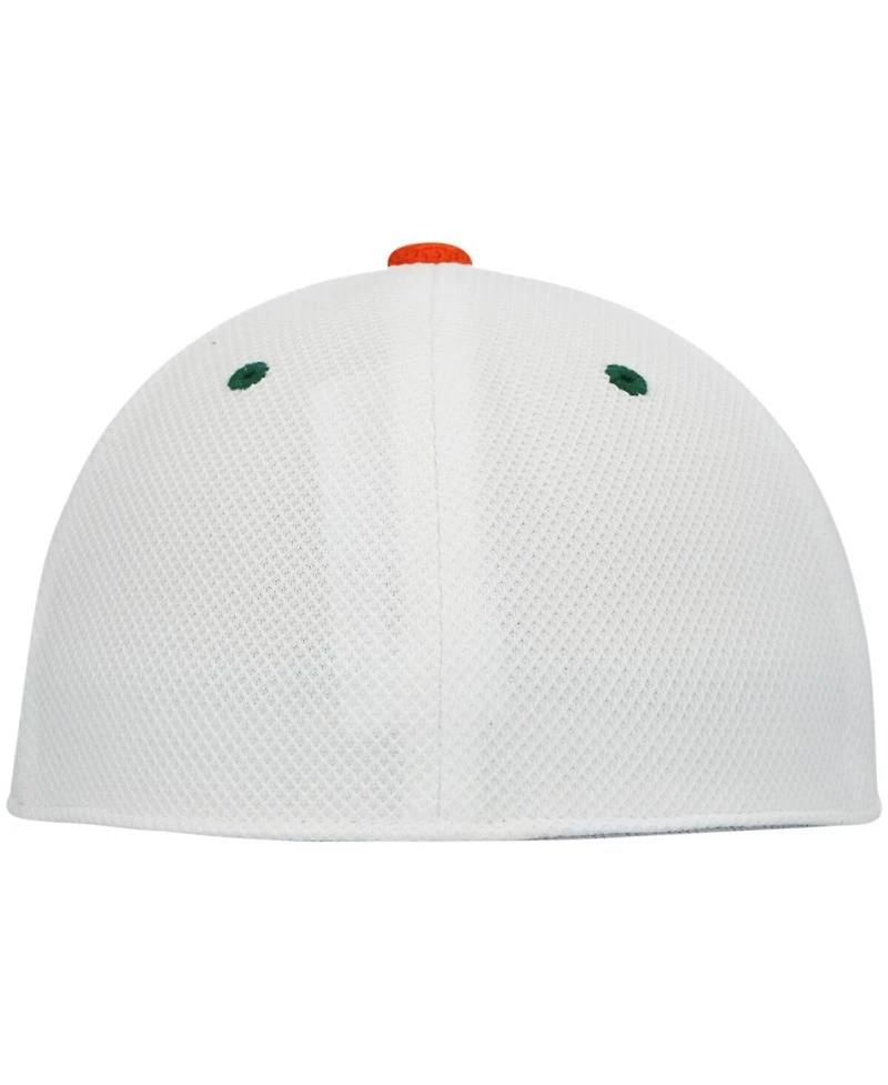 Men's adidas White and Miami Hurricanes On-Field Baseball Fitted Hat