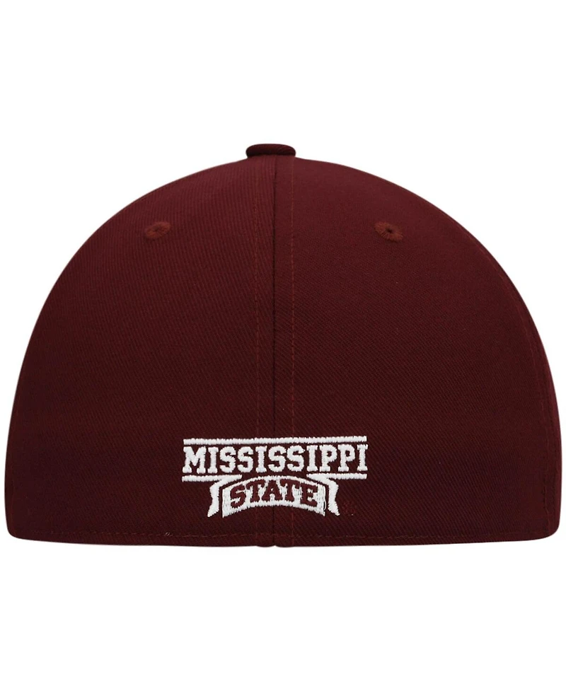 Men's adidas White and Maroon Mississippi State Bulldogs Team On-Field Baseball Fitted Hat