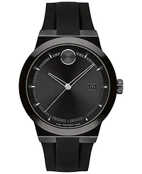 Movado Men's Swiss Fusion Bold Black Silicone Strap Watch 42mm