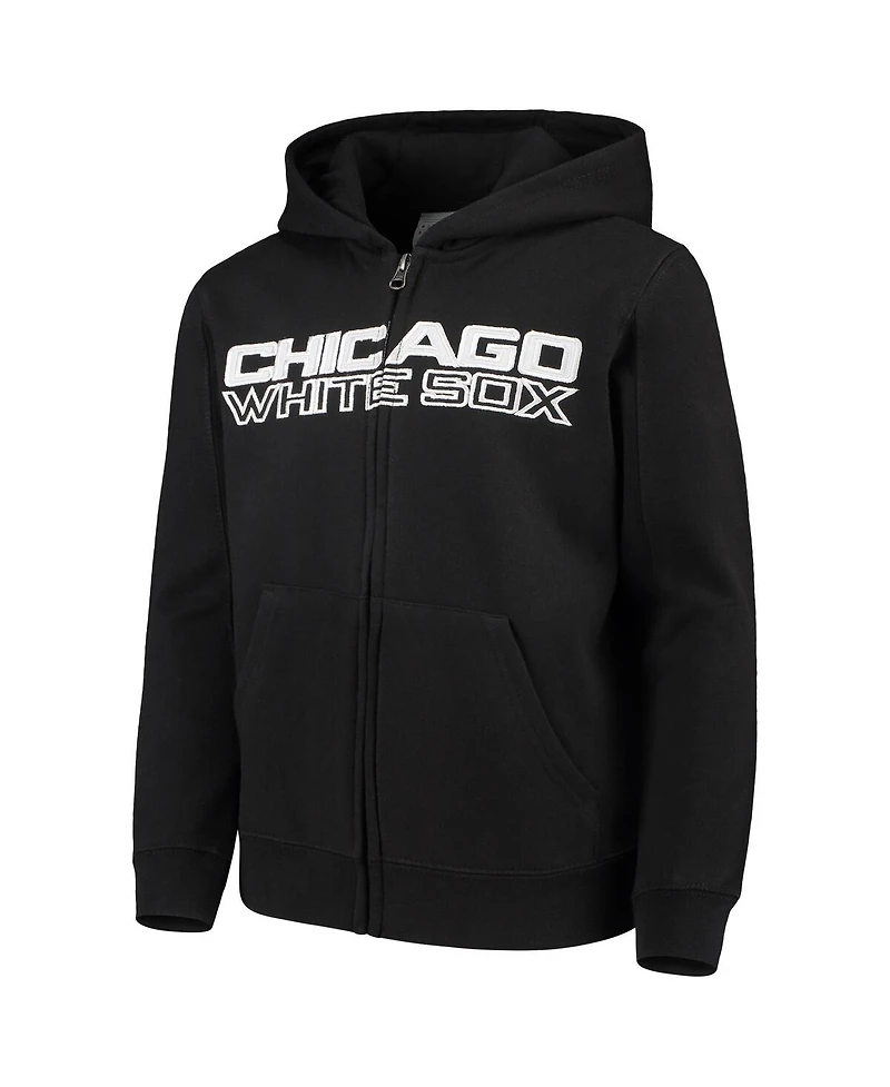Big Boys Black Chicago White Sox Team Color Wordmark Full-Zip Hoodie