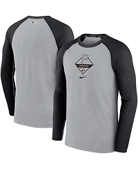 Men's Nike Gray, Black Pittsburgh Pirates Game Authentic Collection Performance Raglan Long Sleeve T-shirt