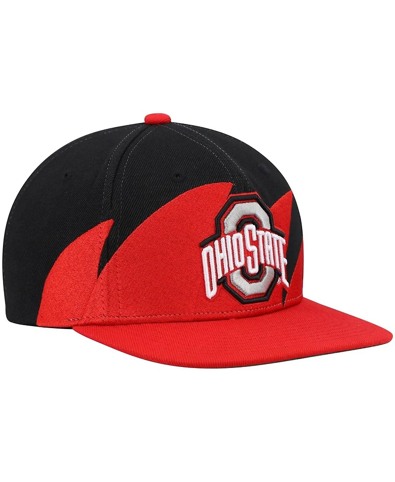 Men's Mitchell & Ness Scarlet, Black Ohio State Buckeyes Sharktooth Snapback Hat