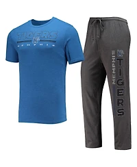 Men's Concepts Sport Heathered Charcoal, Royal Memphis Tigers Meter T-shirt and Pants Sleep Set