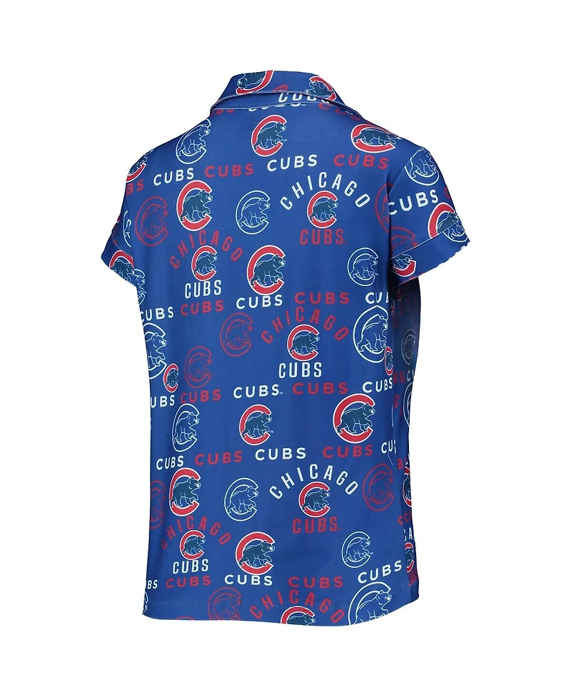 Women's Concepts Sport Royal Chicago Cubs Flagship Allover Print Top and Shorts Sleep Set