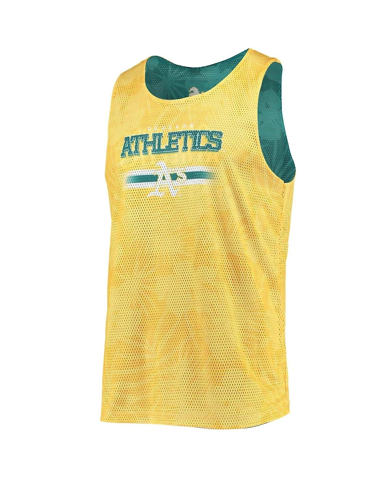 Men's Foco Green, Gold Oakland Athletics Floral Reversible Mesh Tank Top