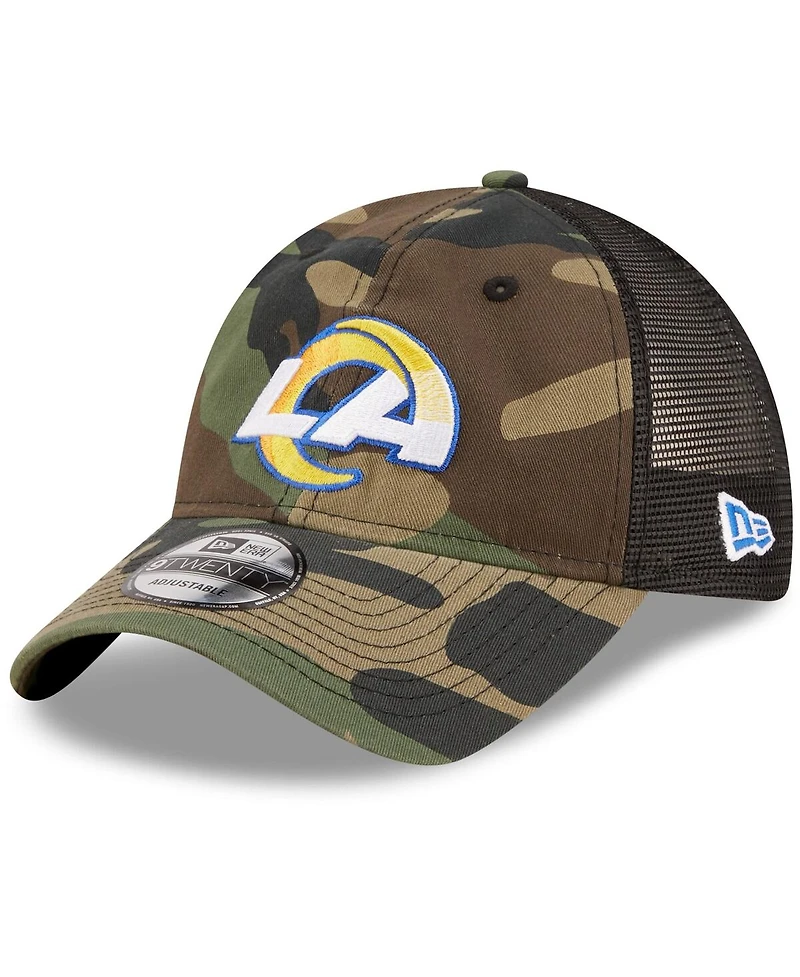 Men's New Era Camo, Black Los Angeles Rams Basic 9Twenty Trucker Snapback Hat