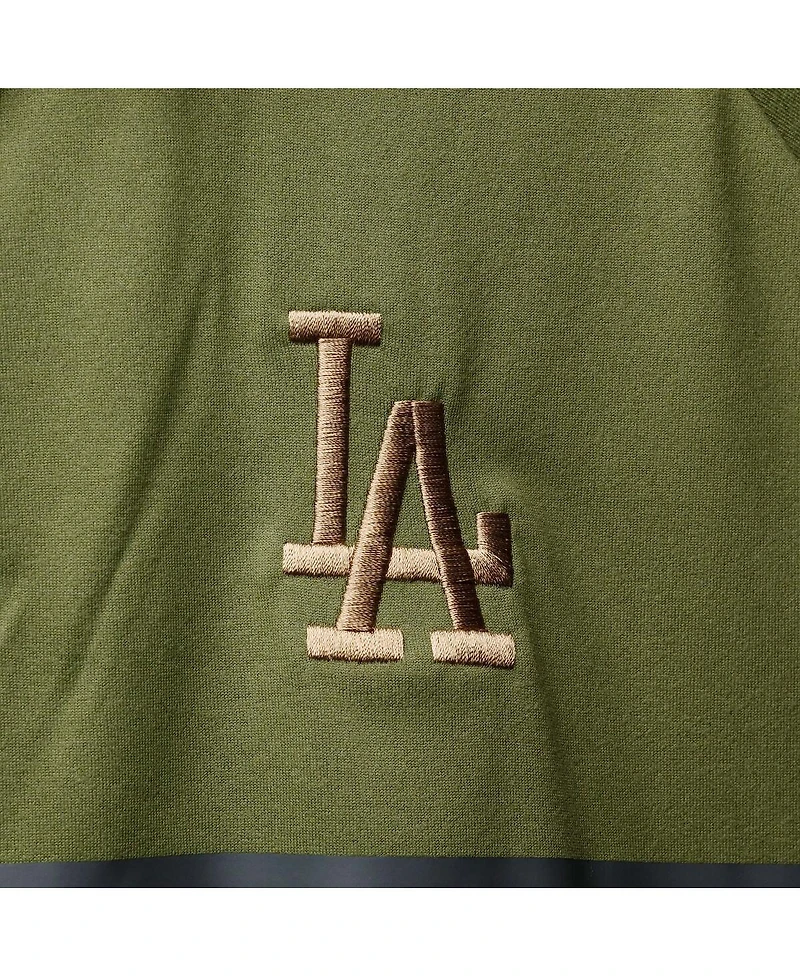 Men's LevelWear Olive Los Angeles Dodgers Delta Sector Raglan Polo Shirt