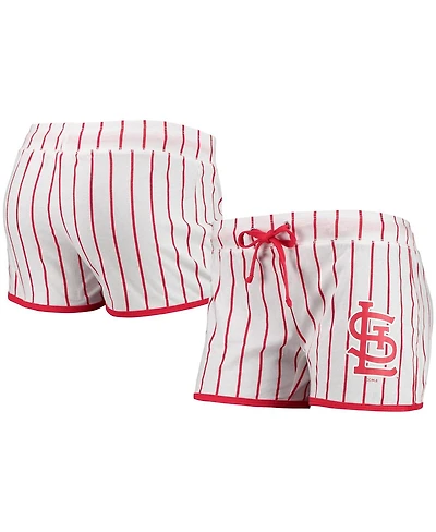 Women's Concepts Sport White St. Louis Cardinals Vigor Pinstripe Sleep Shorts