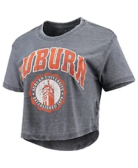 Women's Pressbox Navy Auburn Tigers Edith Vintage-Like Burnout Crop T-shirt