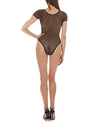 MeMoi Women's Paradise Floral Short Sleeve Seamless Lingerie Bodysuit