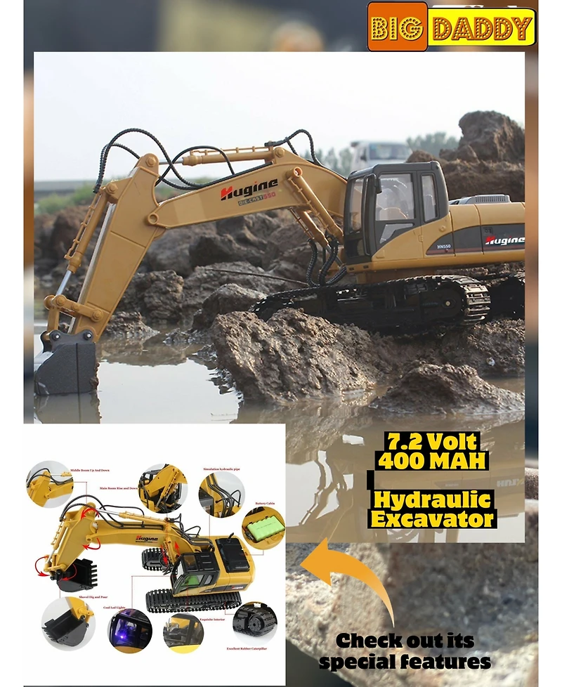 Mag-Genius Die Cast 15 Channel Rc Fully Functional Excavator Toy
