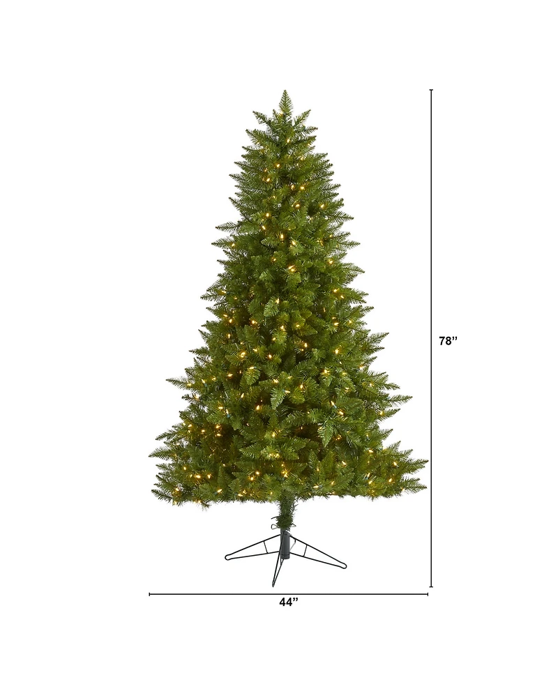 Vermont Spruce Artificial Christmas Tree with Lights with Bendable Branches, 78"
