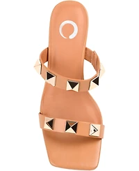 Journee Collection Women's Kirian Studded Block Heel Dress Sandals