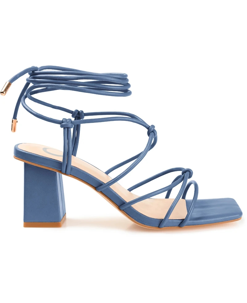 Journee Collection Women's Harpr Strappy Ankle Tie Block Heel Dress Sandals