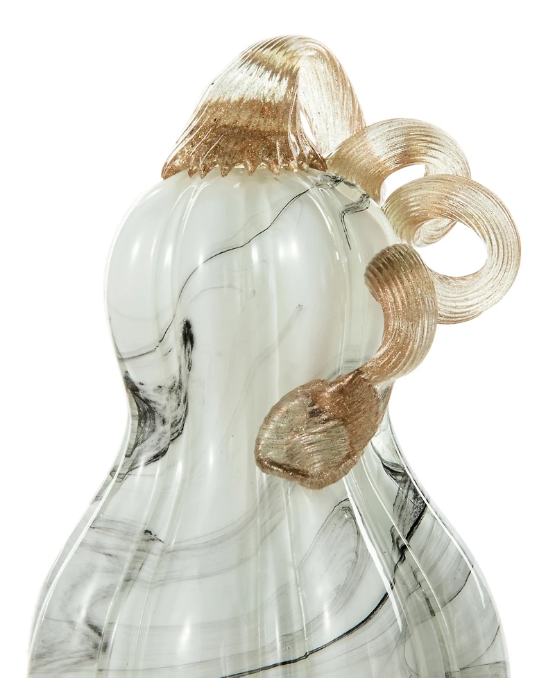 Glitzhome Faux Marble Glass Pumpkin Gourd Set, 3 Piece