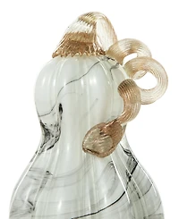 Glitzhome Faux Marble Glass Pumpkin Gourd Set, 3 Piece