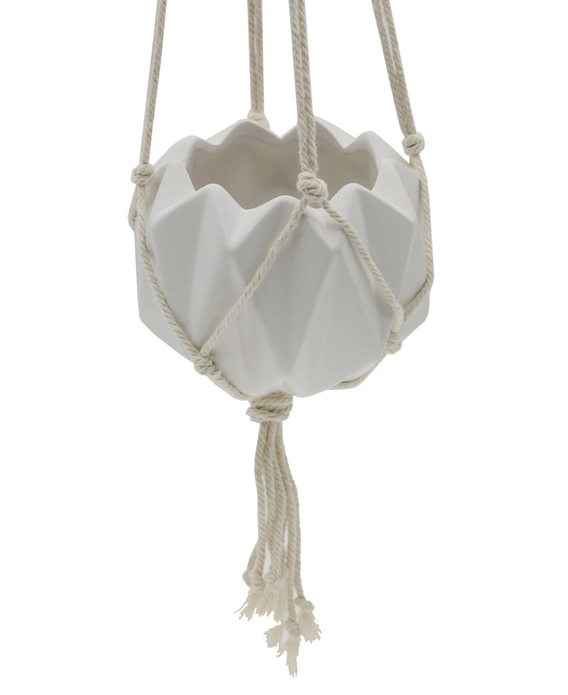 Flora Bunda Ceramic Macrame Hanging Planter