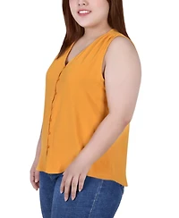 Ny Collection Plus Sleeveless Button Front Blouse