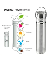 Grosche Chicago Steel Insulated Tea Infusion Flask, and Coffee Tumbler, 32 Fluid Oz