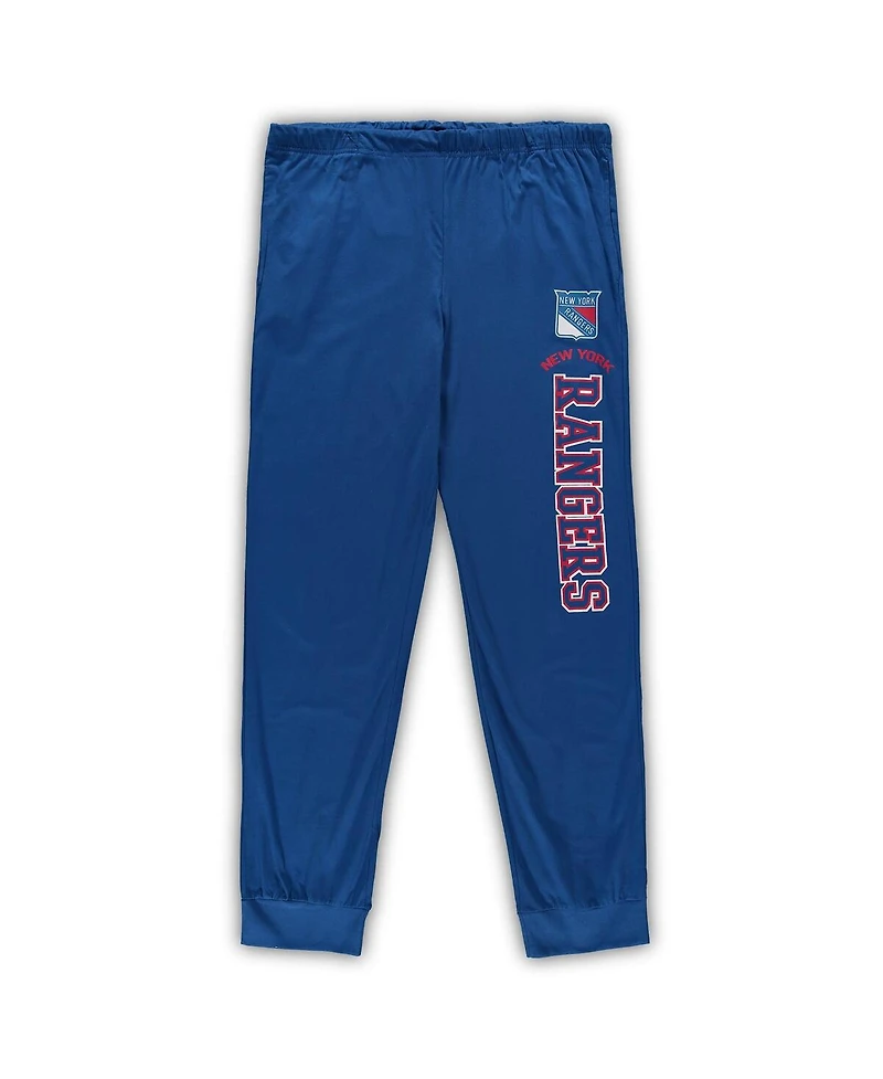 Men's Concepts Sport Blue New York Rangers Big and Tall Pullover Hoodie Joggers Sleep Set