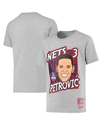 Big Boys Mitchell & Ness Drazen Petrovic Heathered Gray New Jersey Nets Hardwood Classics King of the Court Player T-shirt
