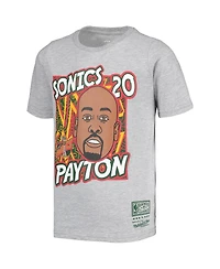 Big Boys Mitchell & Ness Gary Payton Gray Seattle SuperSonics Hardwood Classics King of the Court Player T-shirt
