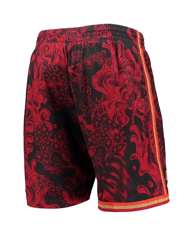 Men's Mitchell & Ness Red Miami Heat Hardwood Classics Lunar New Year Swingman Shorts