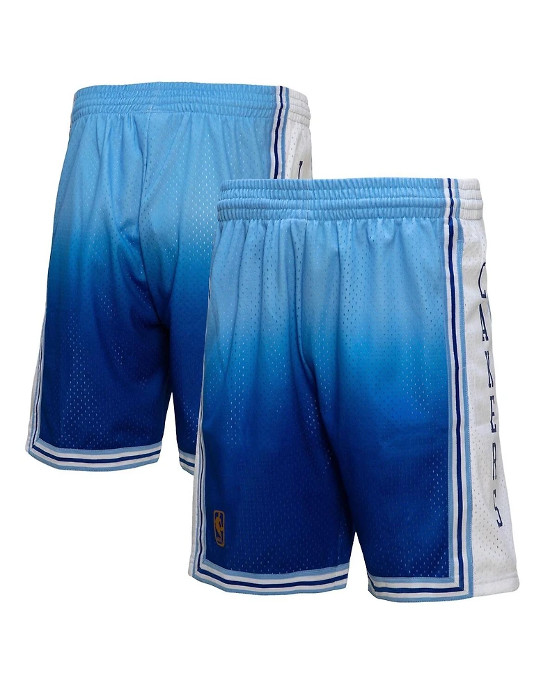 Men's Mitchell & Ness Light Blue and Los Angeles Lakers 1996/97 Hardwood Classics Fadeaway Reload 3.0 Swingman Shorts