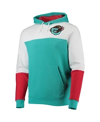 Men's Mitchell & Ness Turquoise Vancouver Grizzlies Hardwood Classics Fusion 2.0 Colorblock Pullover Hoodie