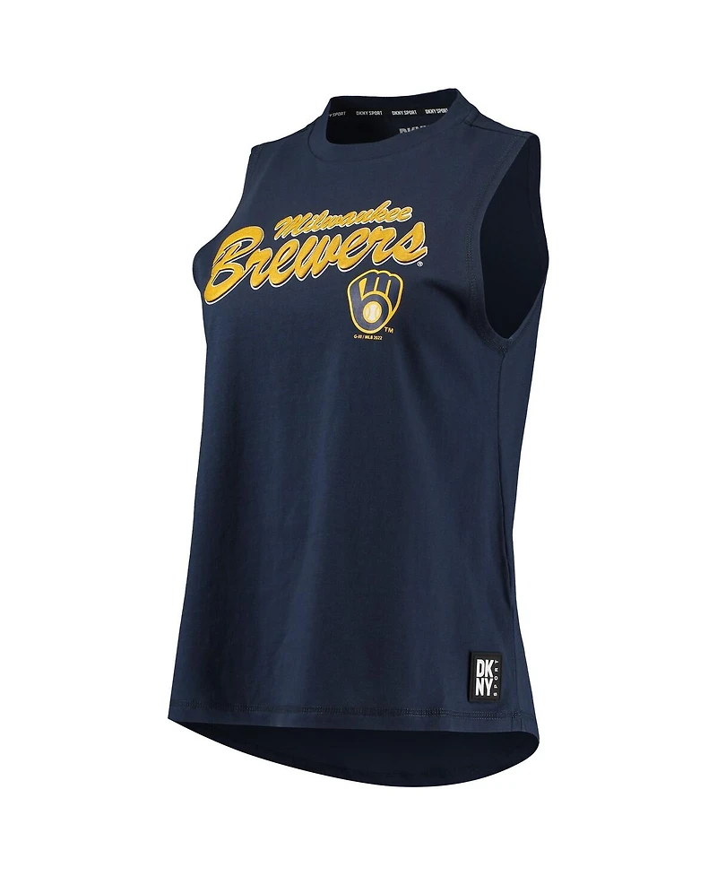 Women's Dkny Sport Navy Milwaukee Brewers Marcie Tank Top