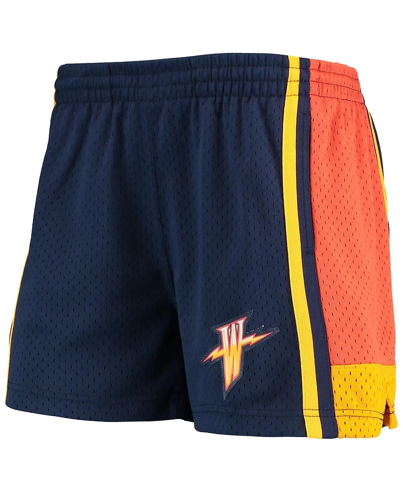 Women's Mitchell & Ness Navy Golden State Warriors Jump Shot Shorts