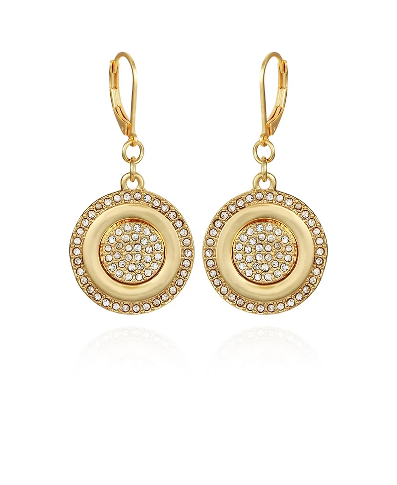 Vince Camuto Gold-Tone Pave Stone Coin Drop Earrings