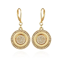 Vince Camuto Gold-Tone Pave Stone Coin Drop Earrings